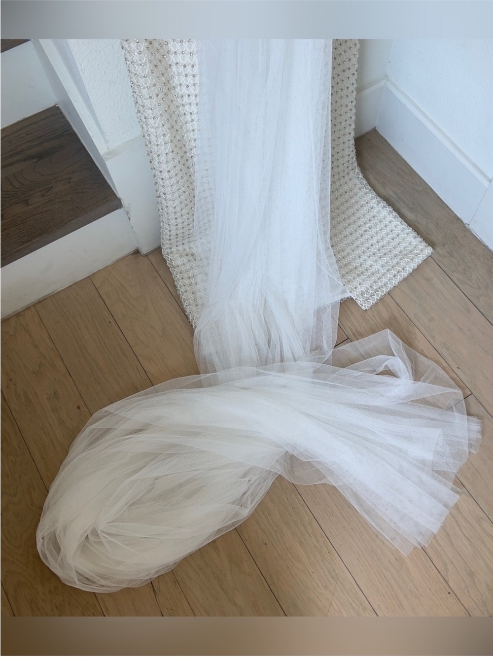 Anthropologie Costarellos Hemera Crystal-Beaded Sheath Wedding Gown Beaded Tulle - Picture 11 of 15